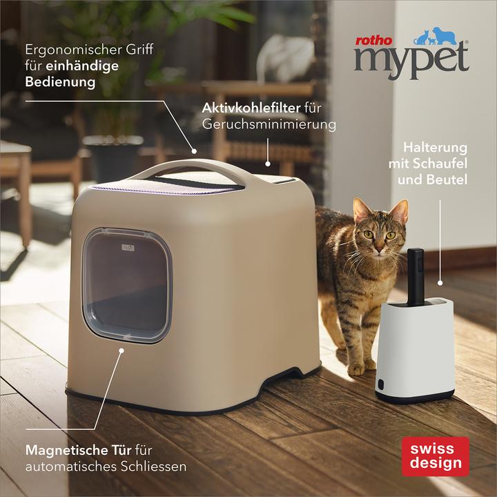 Immagine prodotto Rotho Katzentoilette Bea Hellgrau, Stromversorgung: Keine, App (Lettiera per gatti chiusa)