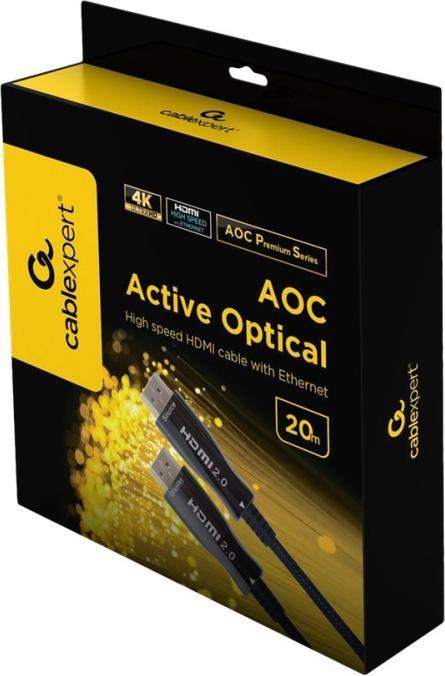 Image du produit Gembird CCBP-HDMI-AOC-20M Câble HDMI HDMI type A (standard) Noir (20 m, HDMI, 2.0)