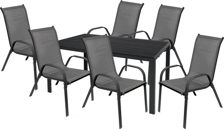 Mojawo Garden set 7-piece seating set 150x80cm Non-Wood anthracite/black