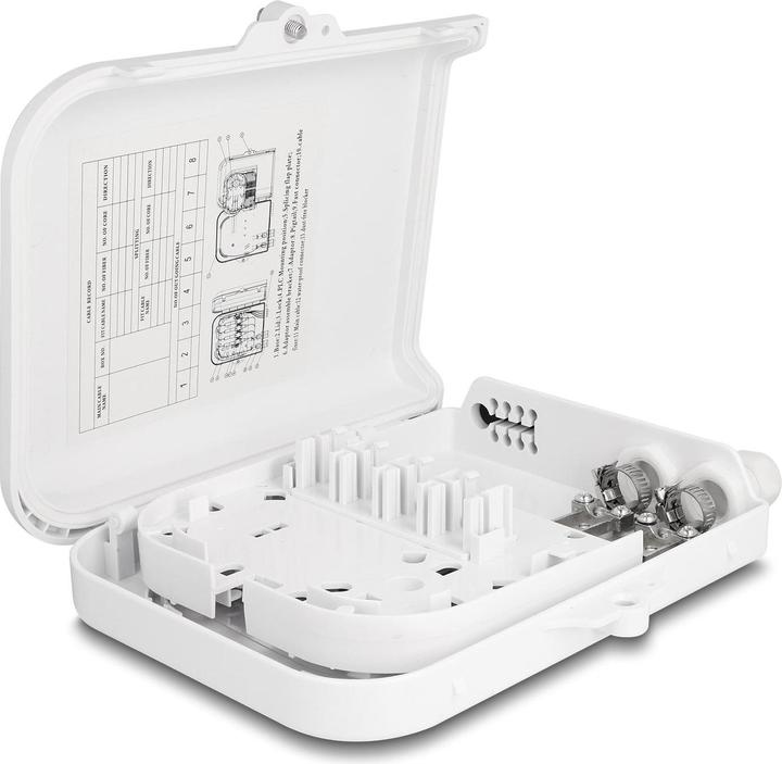 Actual product image Delock Fibre optic distribution box for indoor and outdoor use IP65 waterproof lockable 8 port white (Splice box)