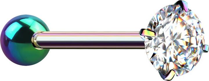Produktbild Star Piercing Barbell farbig mit Kugel und Kristall silber gefasst (ohne Messing, Chirurgenstahl 316L)