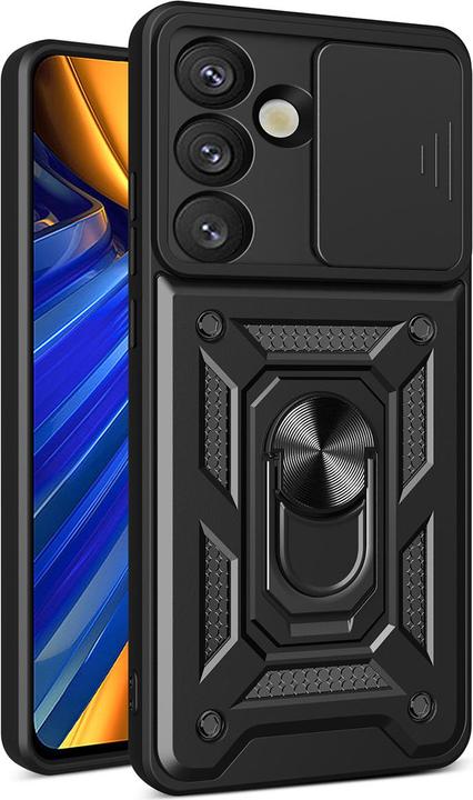 Actual product image Hurtel Hybrid Armor Camshield Panzerhülle mit Ständer und Kameraabdeckung für Xiaomi 15 Ultra 5G - Schwarz (Xiaomi 15 Ultra)