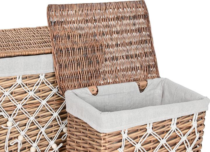 Image du produit Esprit Laundry basket Home White Natural wicker Shabby Chic 47 x 35 x 55 cm 5 Pieces