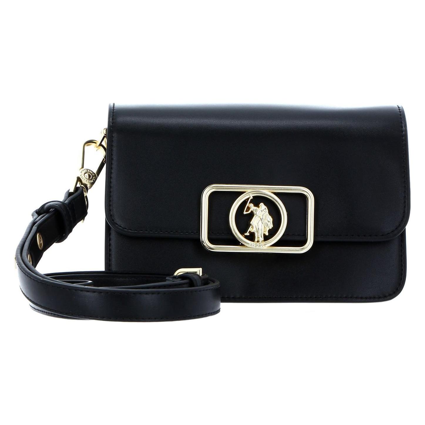 U.S. Polo, Damen, Handtasche, Berkeley Horizontal Flap Bag, Schwarz, Gold