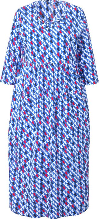 Produktbild Ulla Popken Jerseykleid, Zierbänder, A-Linie, Rundhals, 3/4-Arm (54)