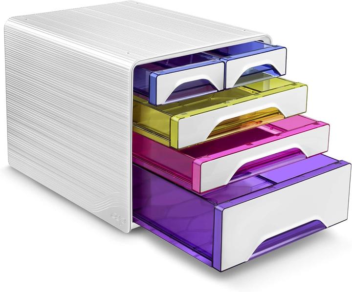 Image du produit Cep Boîte à tiroirs Smoove HAPPY, 5 tiroirs, blanc / multicolore en polystyrène, avec système (A4)