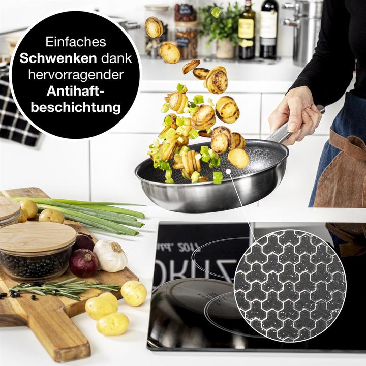 Produktbild Moritz & Moritz Edelstahlpfanne Wabenstruktur (24 cm, Pfannenset + Topfset, Edelstahl)