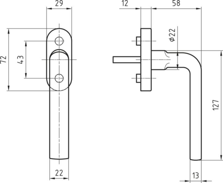 Actual product image Glutz Window handles 5040/5616 CF Merkur