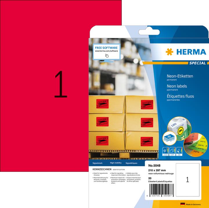 Produktbild HERMA Neon Etiketten A4