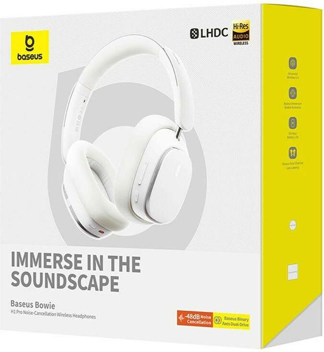 Produktbild Baseus Bowie H1 Wireless Headphones Bluetooth 5.2 (white) (ANC, 80 h, Kabellos)