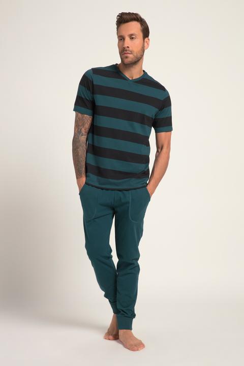 Produktbild JP1880 Schlafanzug, Homewear, OEKO-TEX, Zweiteiler, T-Shirt mit Ringeln, lange Hose (3XL)