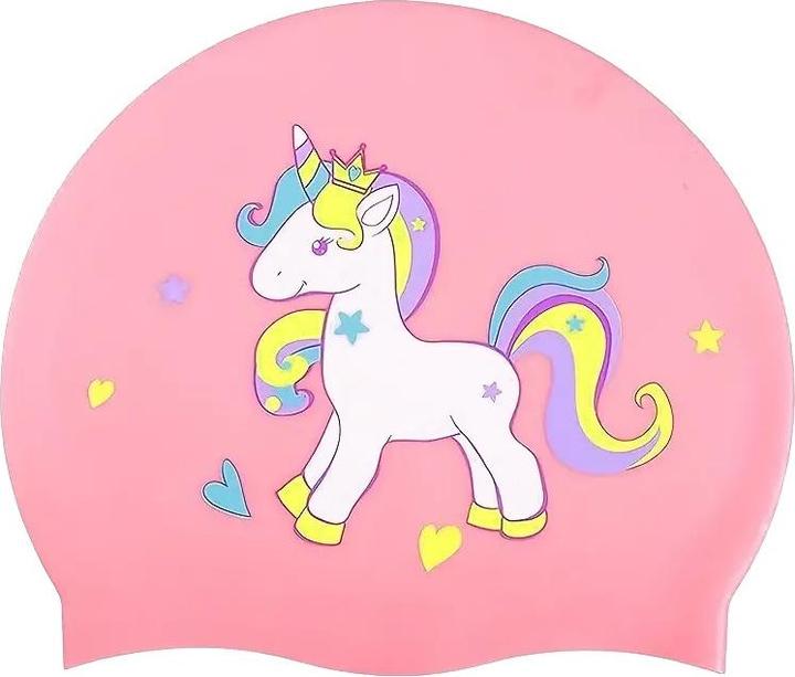 Splash & Fun Silikon Kinder-Badekappe Einhorn Pink