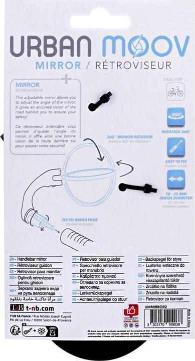 Actual product image T'nB WAY Urban Moov Velo steering wheel mirror black