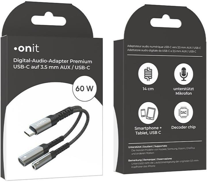Image du produit Onit Digital-Audio-Adapter Premium USB-C auf 3.5 mm (USB-C, Jack 3.5mm)