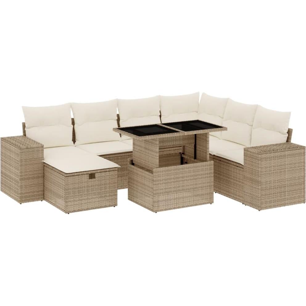 VidaXL, Gartenlounge, Gartenmöbel Sofa Garnitur Lounge Sitzgruppe 8-tlg. Beige Poly Rattan