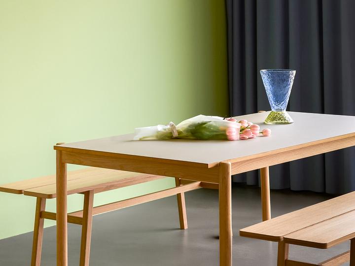 Actual product image Hübsch Oblique Dining Table Rectangular Grey (190 x 107 x 75 cm)