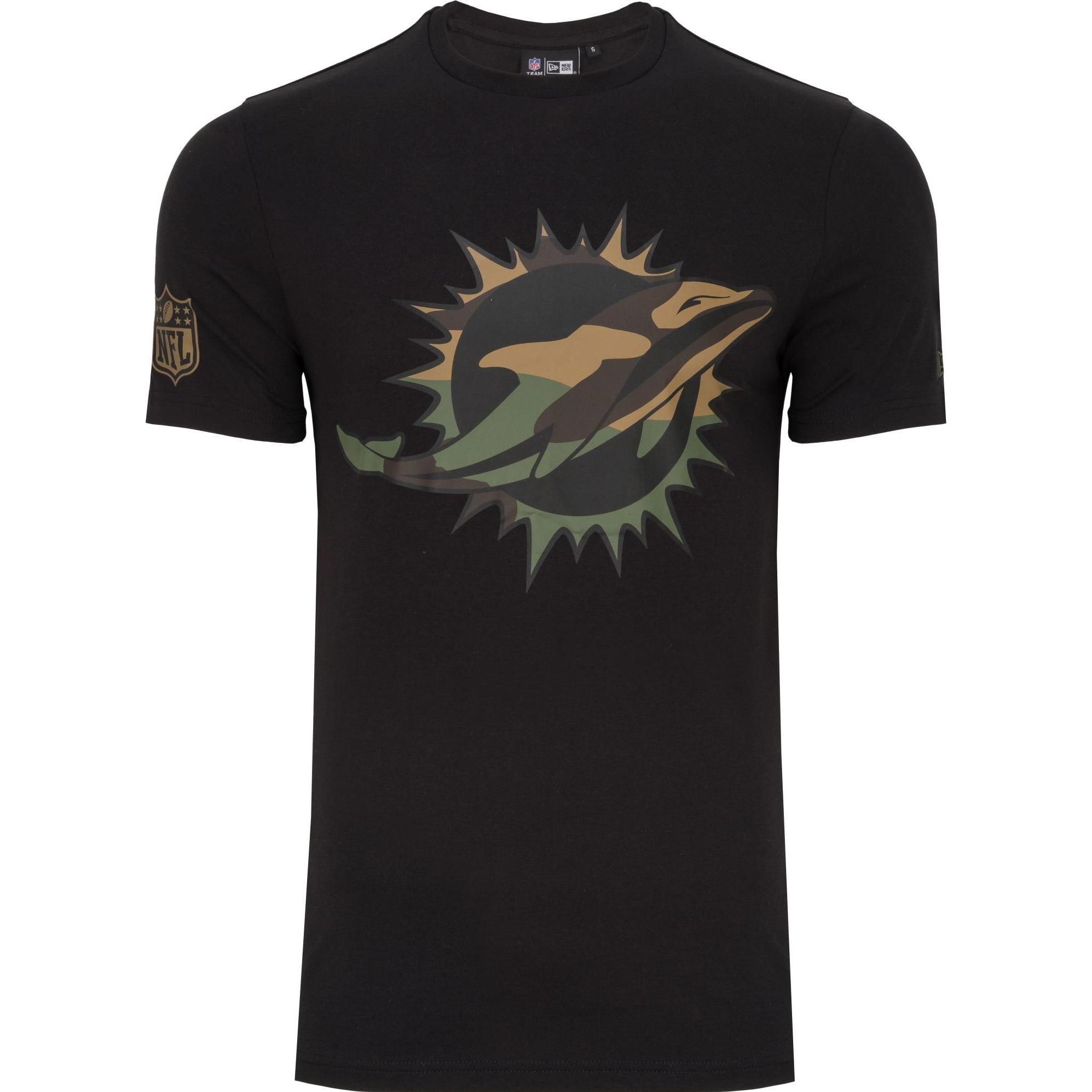 New Era, Herren, Shirt, Shirt - NFL Miami Dolphins schwarz / wood camo - XS, Schwarz, (XS)
