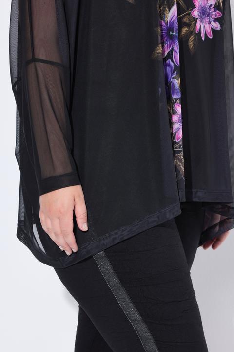 Produktbild Miamoda Mesh-Bluse, oversized, Blumenmotiv, blickdichtes Top (54)