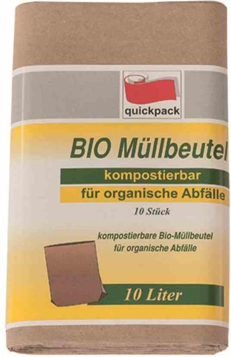 Quickpack Organic waste paper bag 10 l, 10 pieces 20 x 17 x 36 cm (10x, 10 l)