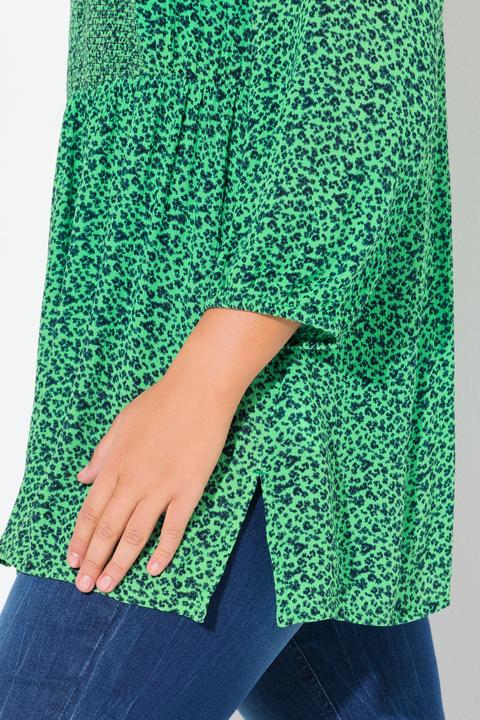 Produktbild Ulla Popken Smokbluse, Blüten, A-Linie, Rundhals, 3/4-Arm (50, 52)