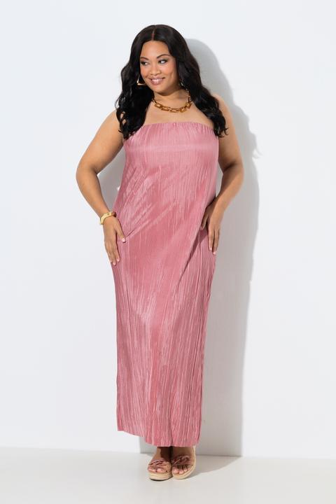 Produktbild Ulla Popken Plissee-Maxikleid, elastischer Ausschnitt, schulterfrei (46, 48)