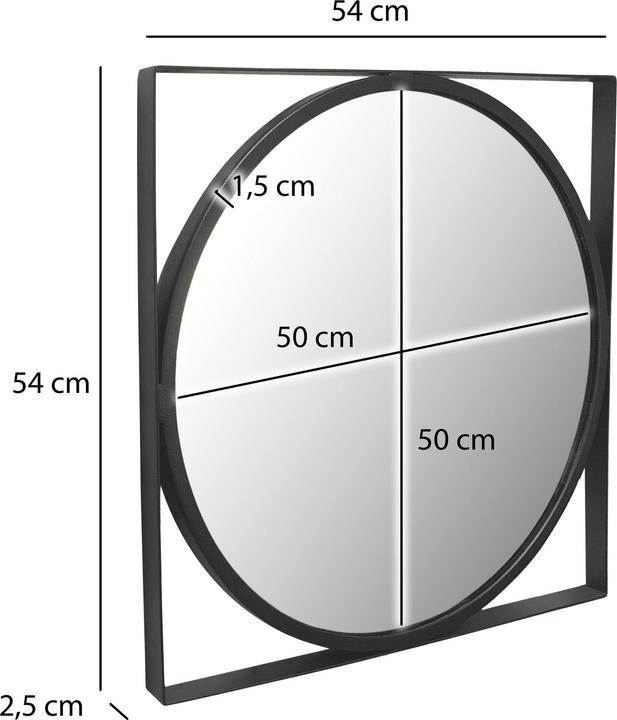 Image du produit FineBuy miroir mural miroir d'entrée rond métal 54x54 cm miroir suspendu (54 x 54 cm)