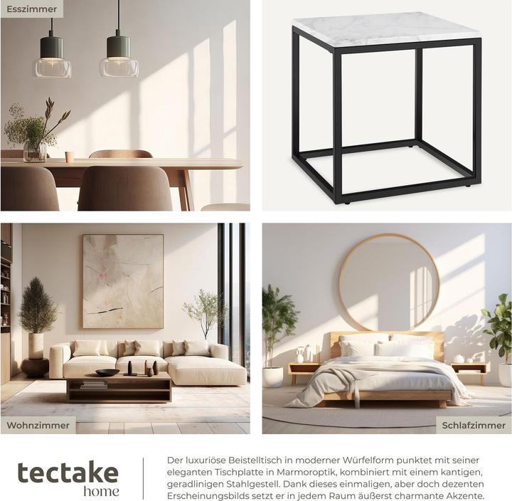 Image du produit tectake Table d'appoint en marbre Alysia, carré (45 x 45 x 47.50 cm)