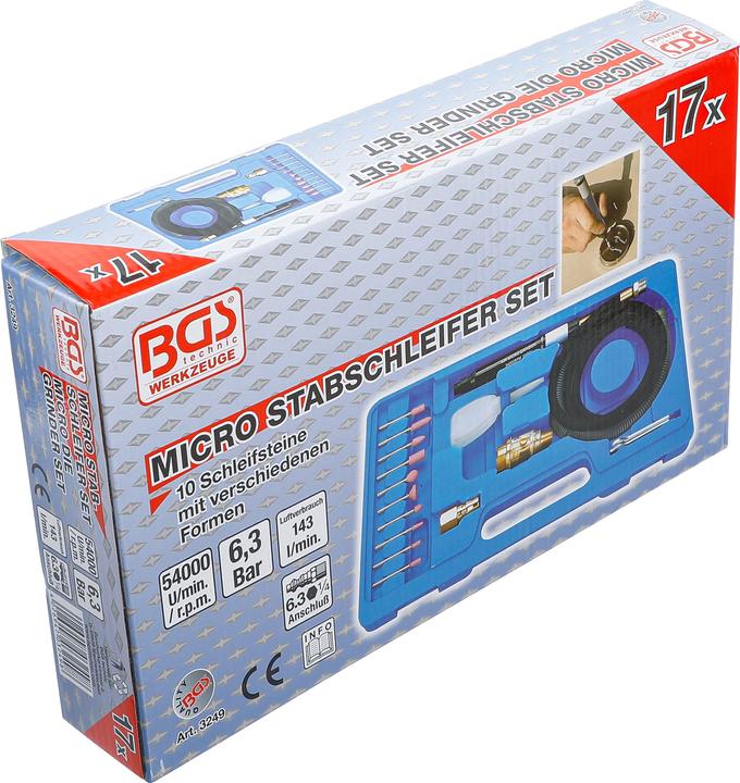 Produktbild BGS Druckluft-Micro-Stabschleifer-Satz 17-tlg. (Geradschleifer)