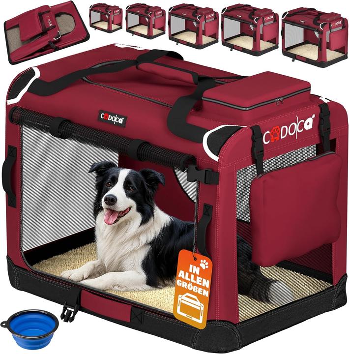 Cadoca Faltbare Hundetransportbox XL für Auto und Reisen (Hund, Faltbar)
