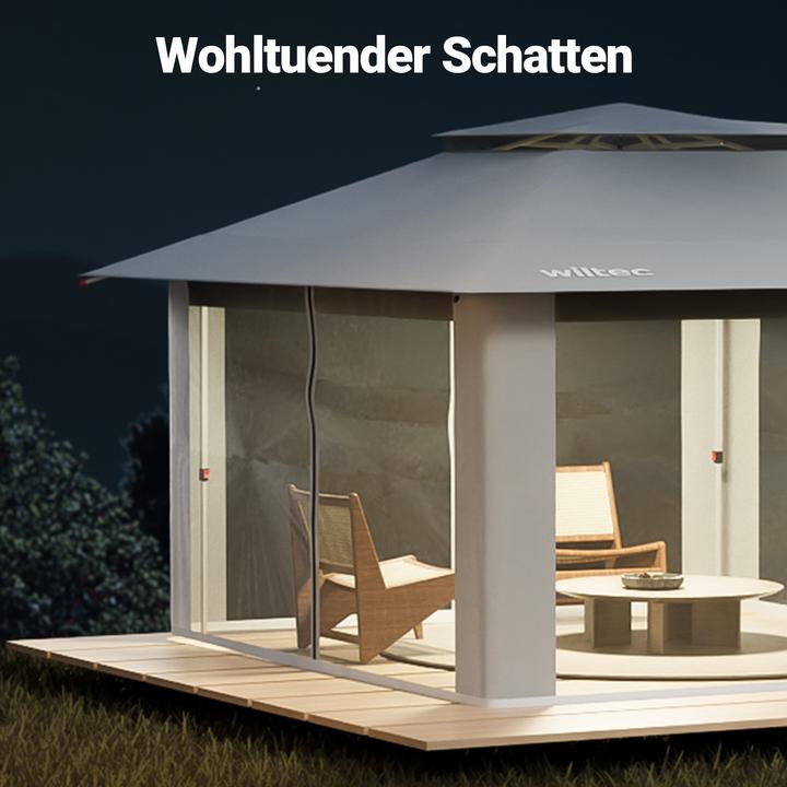 Image du produit Wiltec Faltpavillon Moskitonetz 4x4m hellgrau Gartenpavillon Partyzelt Pavillion (392 cm, 392 cm)