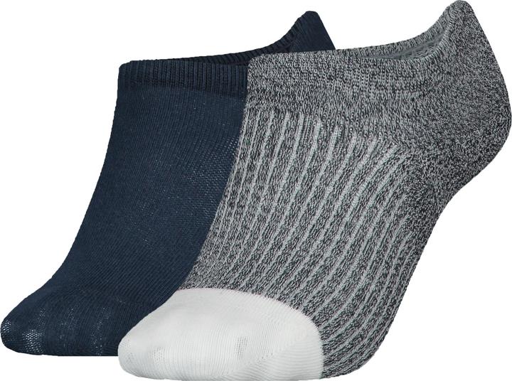 Actual product image Tommy Hilfiger Ladies Th Women 2p Rib Mouline FOOTIE, Navy, 35-38 EU (35 - 38)