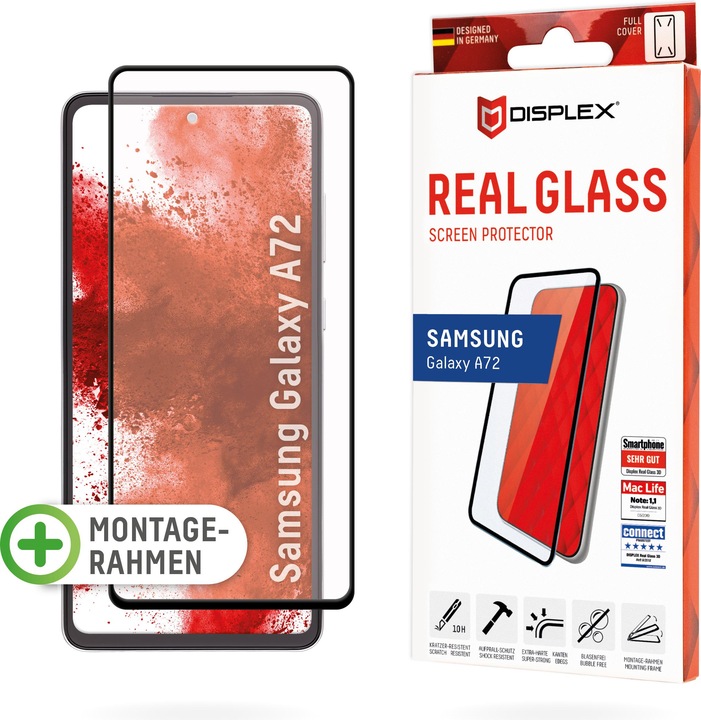 Produktbild Displex Real Glass, Full Cover Panzerglas (1 Stück, Samsung Galaxy A72, Samsung Galaxy A72 5G)