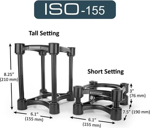 Produktbild Isoacoustics ISO-155 Set - Speakerstandaard (1 Paar, Ständer, Höhenverstellbar, Neigbar)