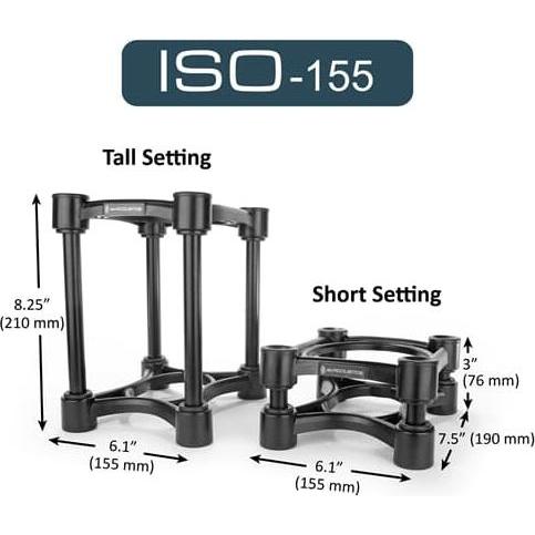 Thumbnail - Isoacoustics ISO-155 Set - Speakerstandaard (1 Paar, Ständer, Höhenverstellbar, Neigbar), Lautsprecher Ständer + Wandmon...