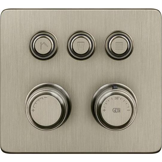 Gessi, Badarmatur, Hi-FI Fertigmontageset Thermostat mit Tasten-Bedienung on/off, 3-Wege, Regen und Handbrause, W