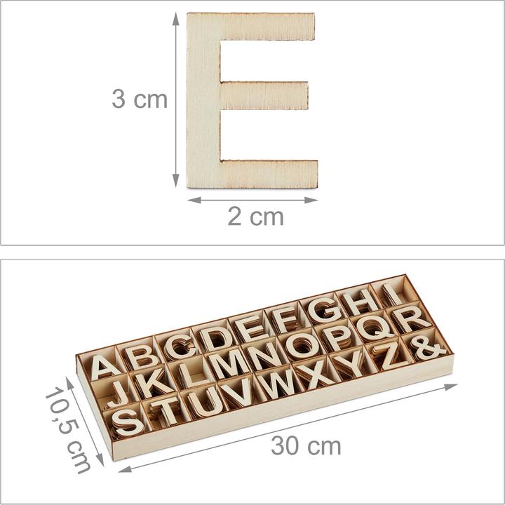 Relaxdays 324-delige houten letterset