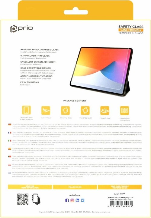Actual product image prio Protective glass film for Samsung Tab S8 (2022) clear (1 Piece, Galaxy Tab S8)