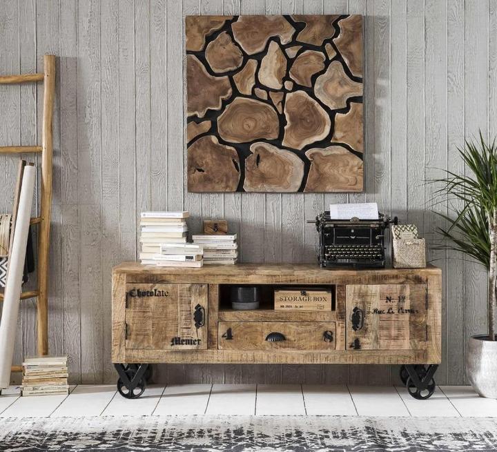 Actual product image SIT Möbel TV-Lowboard Vintage Natural Wood natural antique black 140 (140 x 40 x 55 cm)