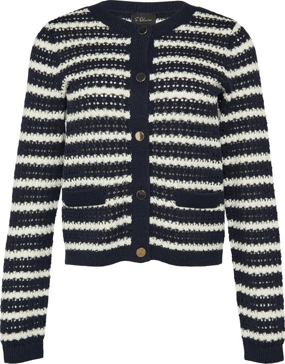 Actual product image S.Oliver Strickjacke Geringelte Lochstrickjacke mit Knöpfen (42)