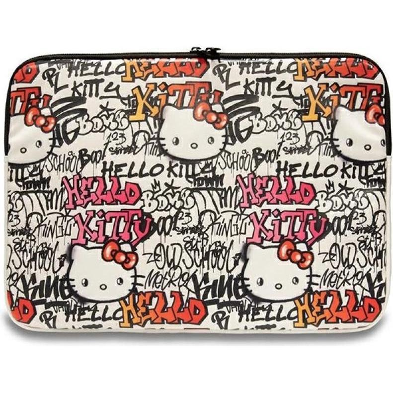 Hello Kitty Sleeve HKCSZPDGPTE 14" beżowy/beige Zip PU Tags Graffiti (14", Apple) (1696244904)