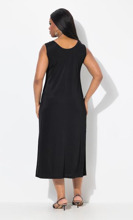 Produktbild Ulla Popken Midi-Slinkykleid, A-Linie, V-Ausschnitt, Piqué, ärmellos (60)