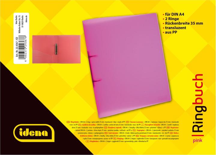 Actual product image Idena Ring binder A4 PP pink 35mm 2 rings (A4, 35 mm, 1 pcs.)