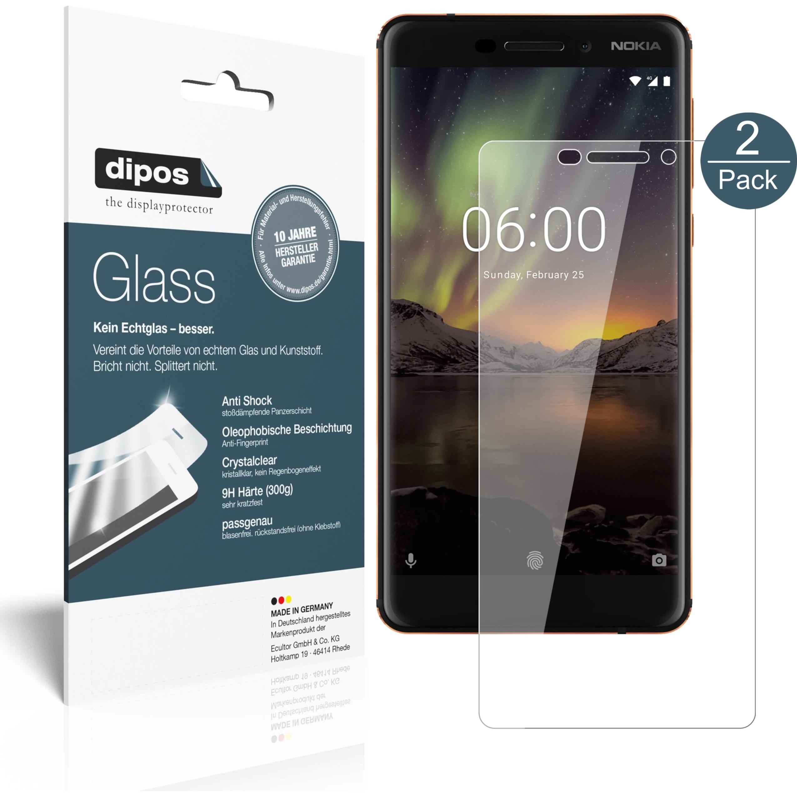 Dipos Displayschutz Anti-Shock (2 Stück, Nokia 6.1), Smartphone Schutzfolie, Transparent
