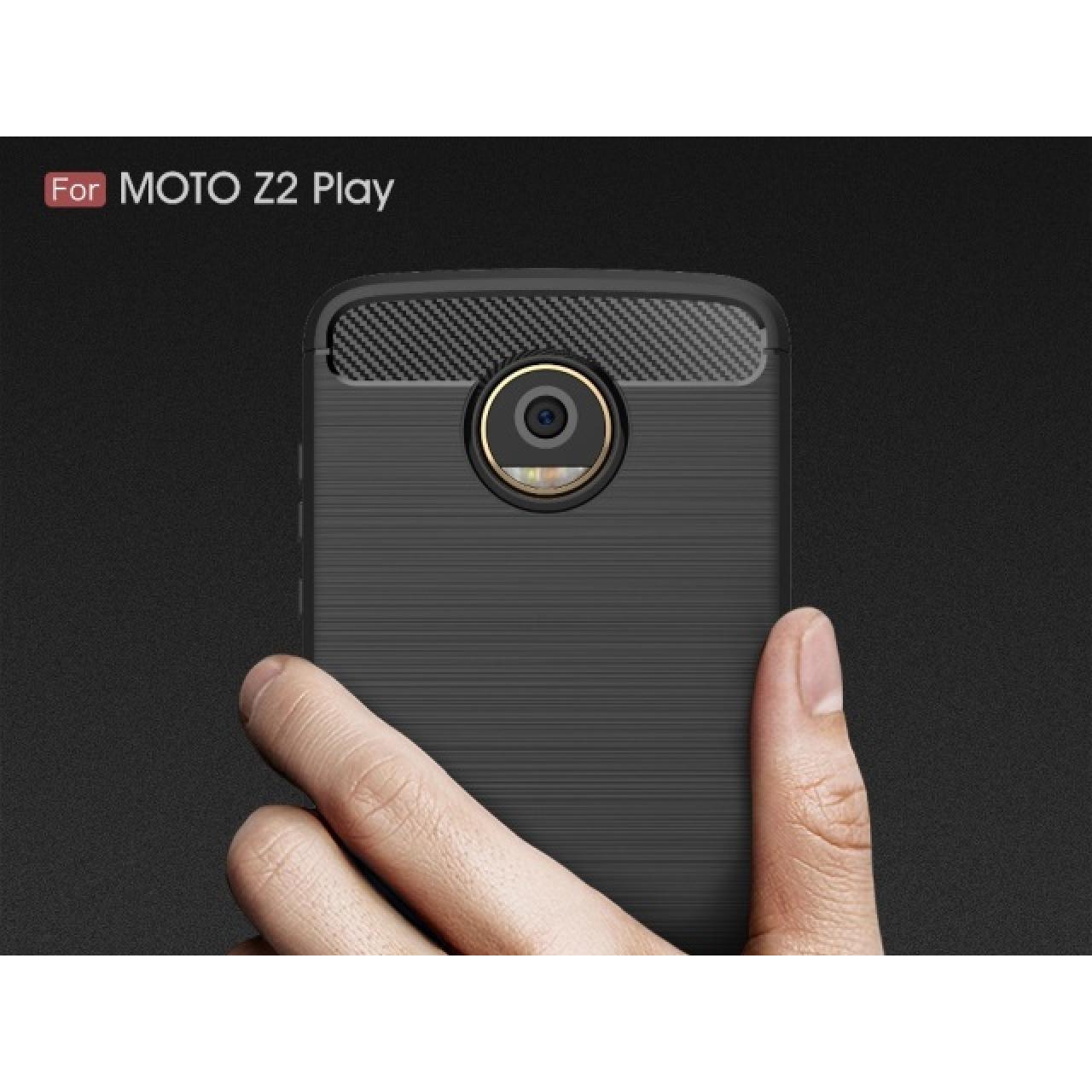 Thumbnail - Screenguard Motorola Moto Z2 Play Hülle Carbon Brushed Soft TPU (Motorola Moto Z2 Play), Smartphone Hülle, Schwarz