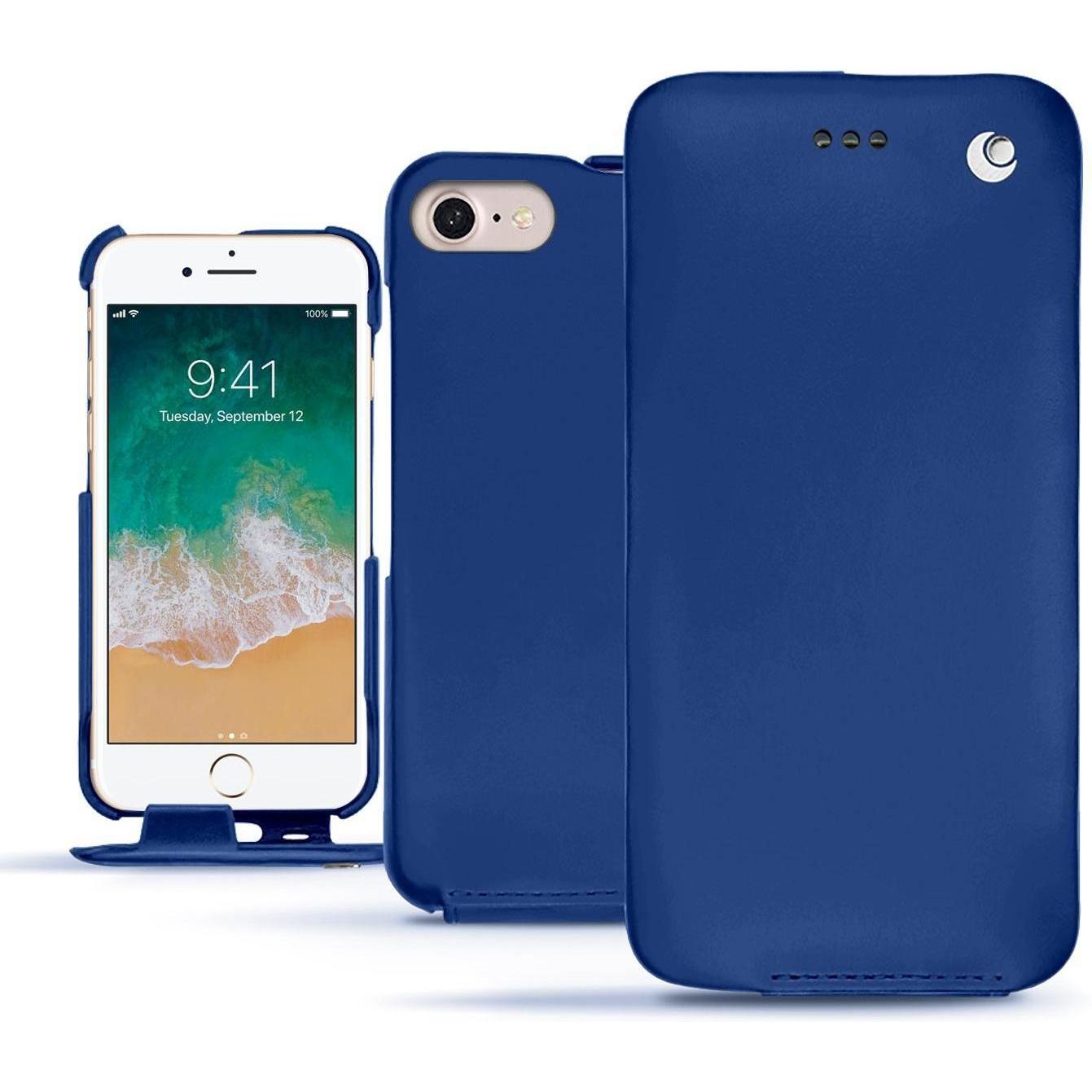 Noreve Lederschutzhülle vertikal (Apple iPhone 7), Smartphone Hülle, Blau