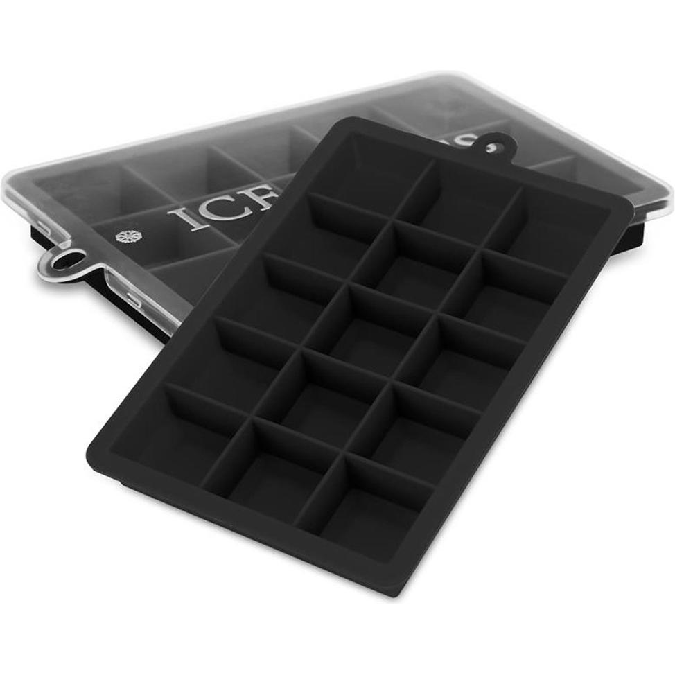 Intirilife 2x Eiswürfelformen 2er Set à 15 Fächer, Eisherstellung, Schwarz