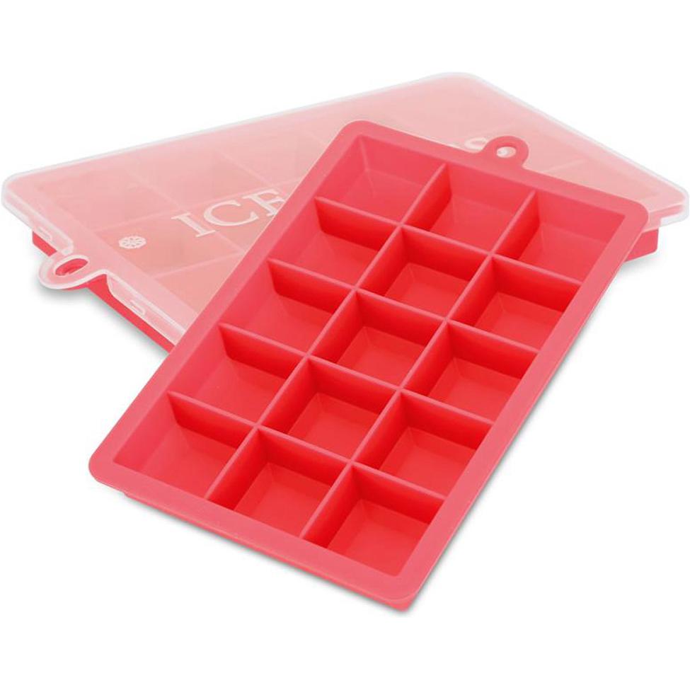 Intirilife 2x Eiswürfelformen 2er Set à 15 Fächer, Eisherstellung, Rot