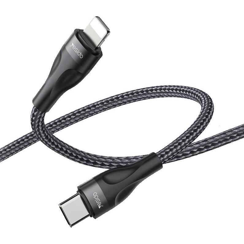 Yesido CABLE CA82 12W TYPE-C/LIGHTNING 30CM 2,4A BLACK (0.30 m, 12 W), Cavo USB