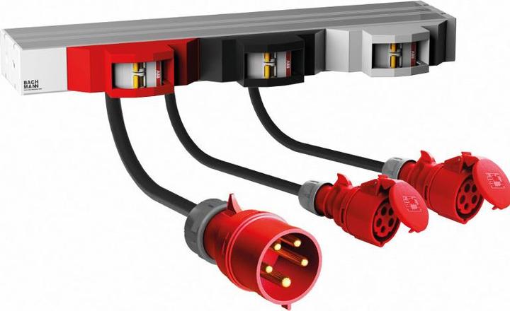 Bachmann 48,26cm 19Zoll 1HE FuseBox 6xLS C16A 2m H05VV-F 5G4mmy CEE Stecker 32A rot