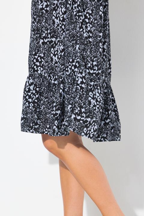 Produktbild Ulla Popken Kleid, Volantsaum, A-Linie, V-Ausschnitt, 3/4-Arm (56)